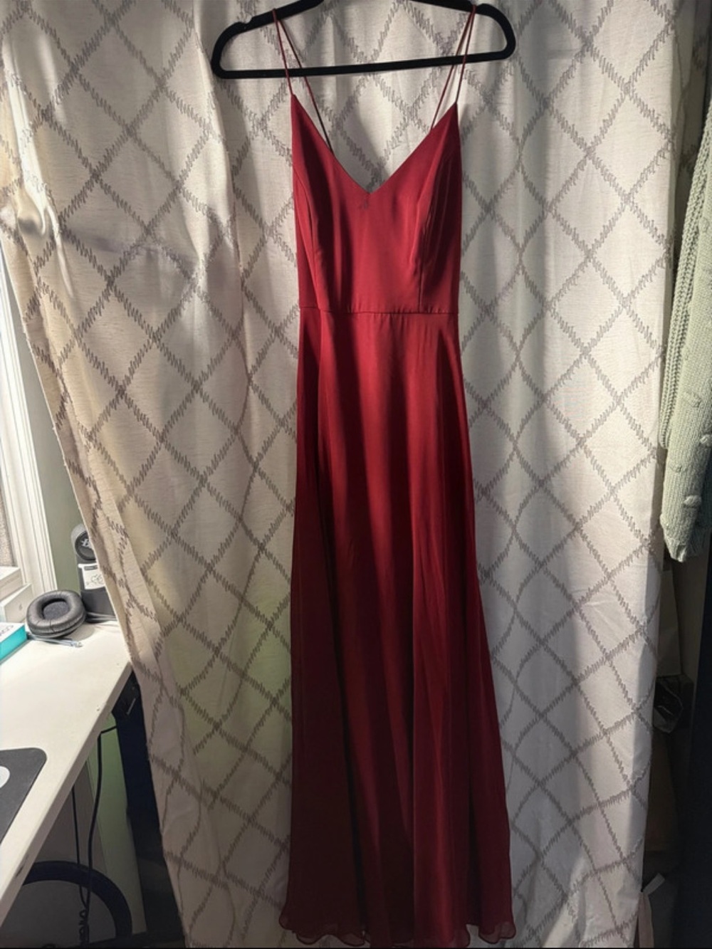 Strappy Red V-Neck floor length Dress